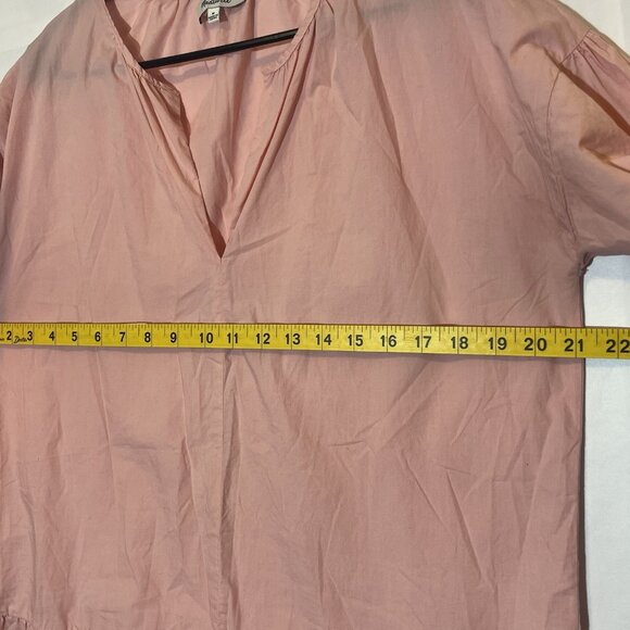 Madewell Women’s Pink Tunic Dress Medium Size V Neck 100% Cotton Drop Waist - Picture 7 of 8